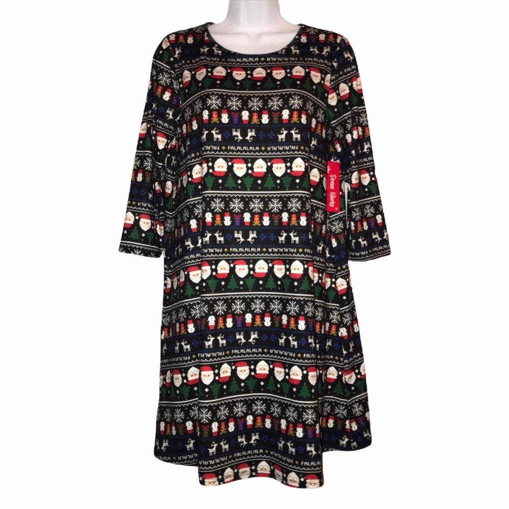 NWT Dress Works Comfy Colorful Santa Dress XS